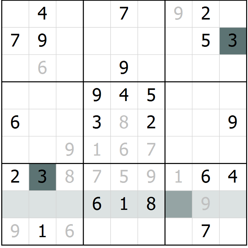 Position des candidats pour la solution de la Gr 70 page 72 du magazine de sudoku Success n° 007