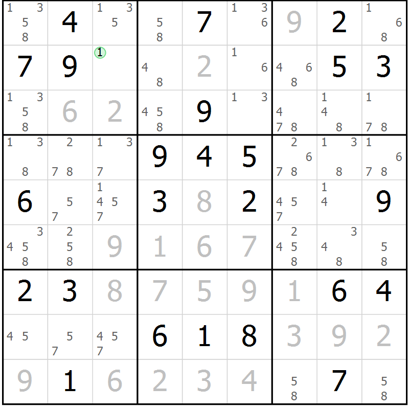 Position des candidats pour la solution de la Gr 70 page 72 du magazine de sudoku Success n° 007