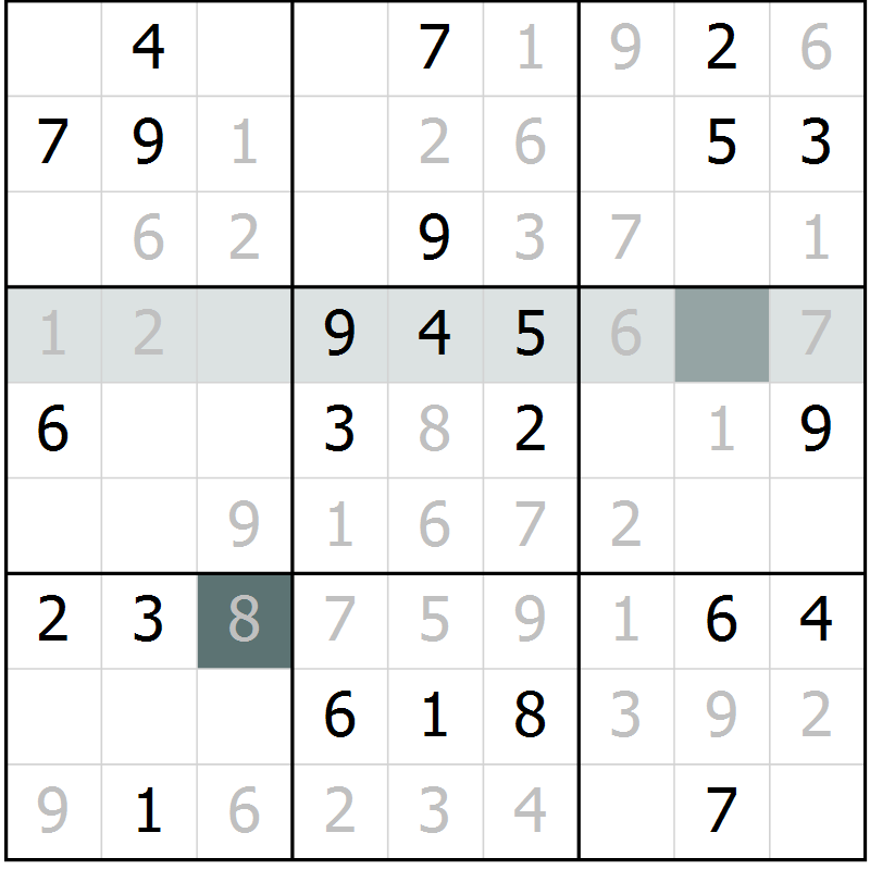 Position des candidats pour la solution de la Gr 70 page 72 du magazine de sudoku Success n° 007