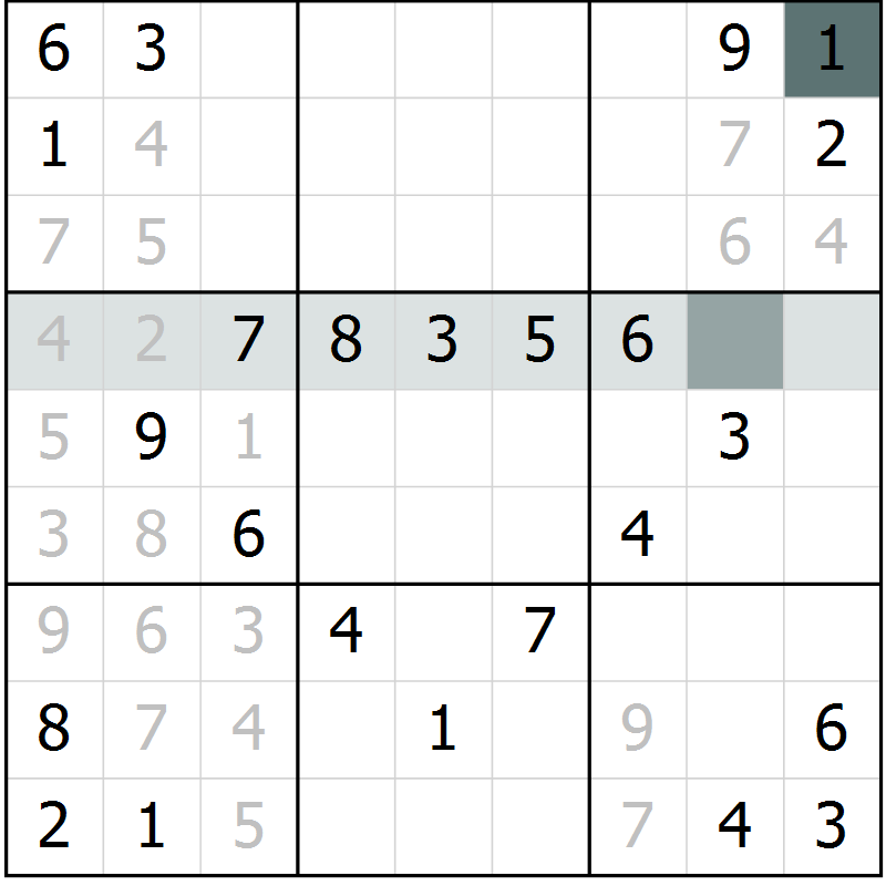 Position des candidats pour la solution de la Gr 71 page 73 du magazine de sudoku Success n° 007