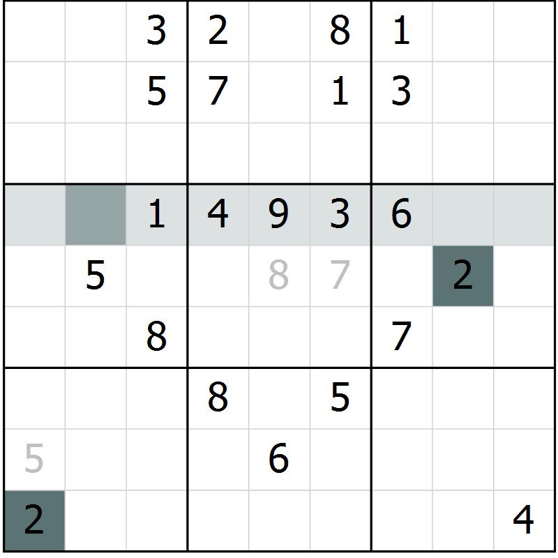Position des candidats pour la solution de la Gr 72 page 74 du magazine de sudoku Success n° 007