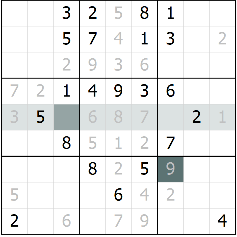 Position des candidats pour la solution de la Gr 72 page 74 du magazine de sudoku Success n° 007