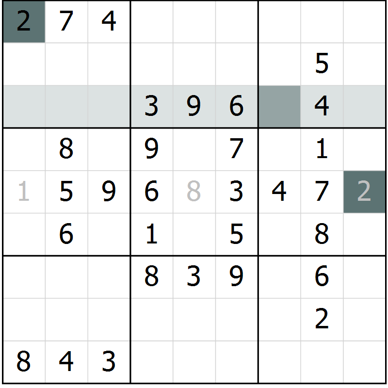 Position des candidats pour la solution de la Gr 73 page 75 du magazine de sudoku Success n° 007