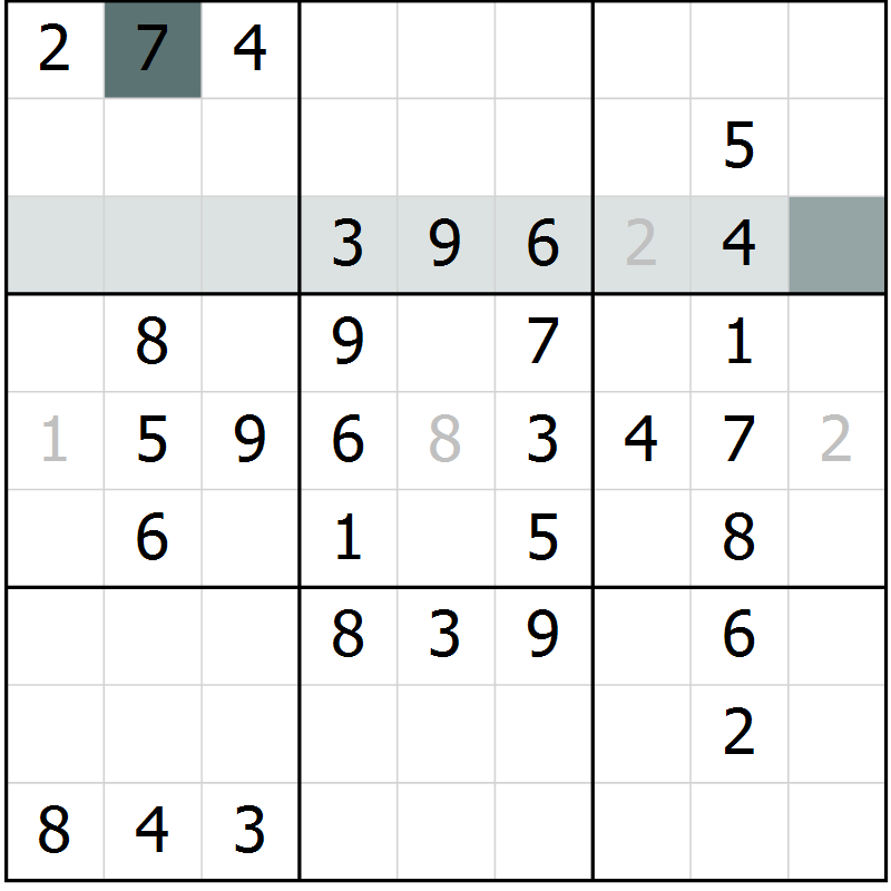 Position des candidats pour la solution de la Gr 73 page 75 du magazine de sudoku Success n° 007