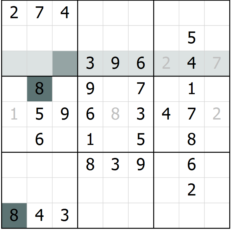 Position des candidats pour la solution de la Gr 73 page 75 du magazine de sudoku Success n° 007