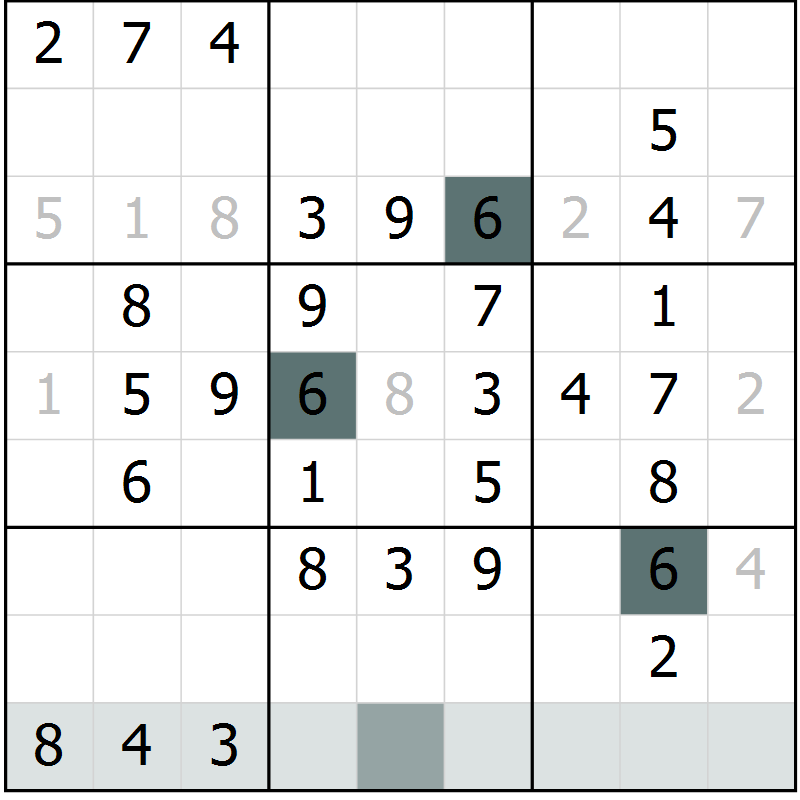Position des candidats pour la solution de la Gr 73 page 75 du magazine de sudoku Success n° 007