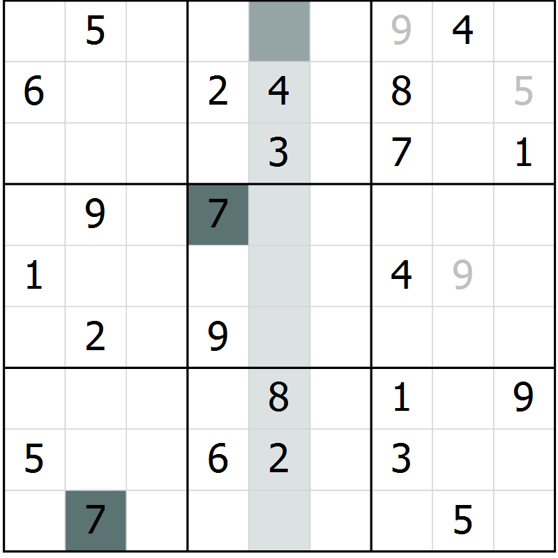 Position des candidats pour la solution de la Gr 8 page 10 du magazine de sudoku Success n° 007