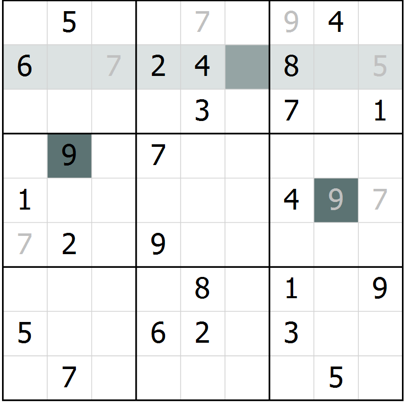 Position des candidats pour la solution de la Gr 8 page 10 du magazine de sudoku Success n° 007