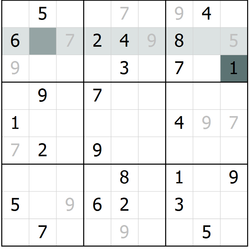 Position des candidats pour la solution de la Gr 8 page 10 du magazine de sudoku Success n° 007