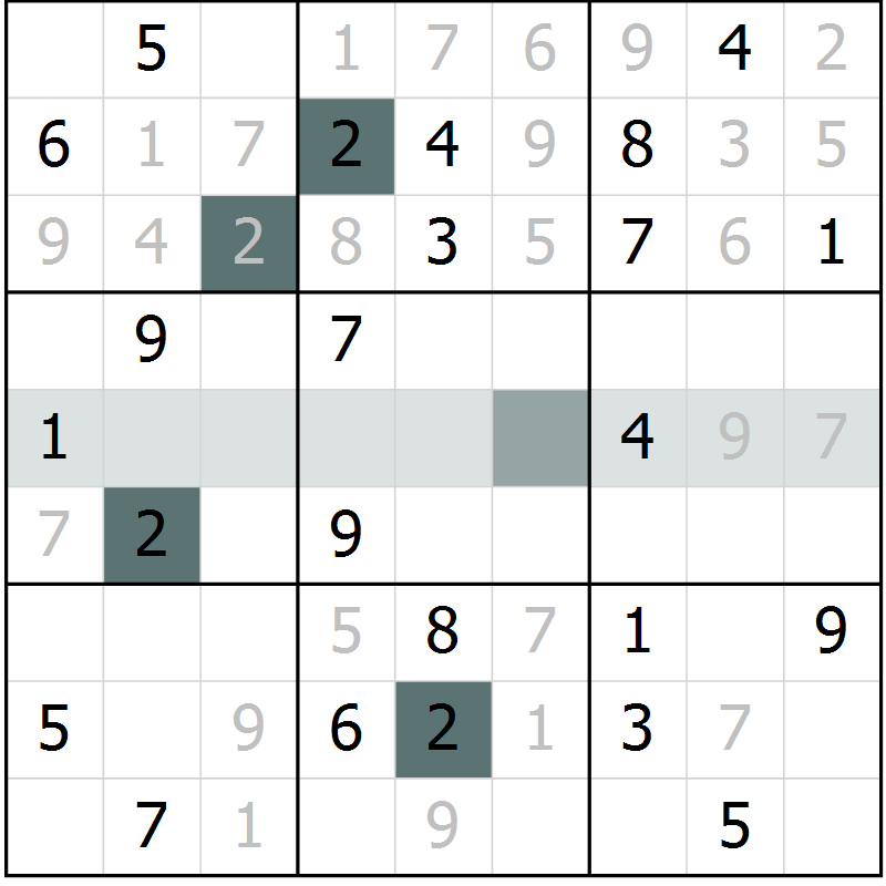 Position des candidats pour la solution de la Gr 8 page 10 du magazine de sudoku Success n° 007