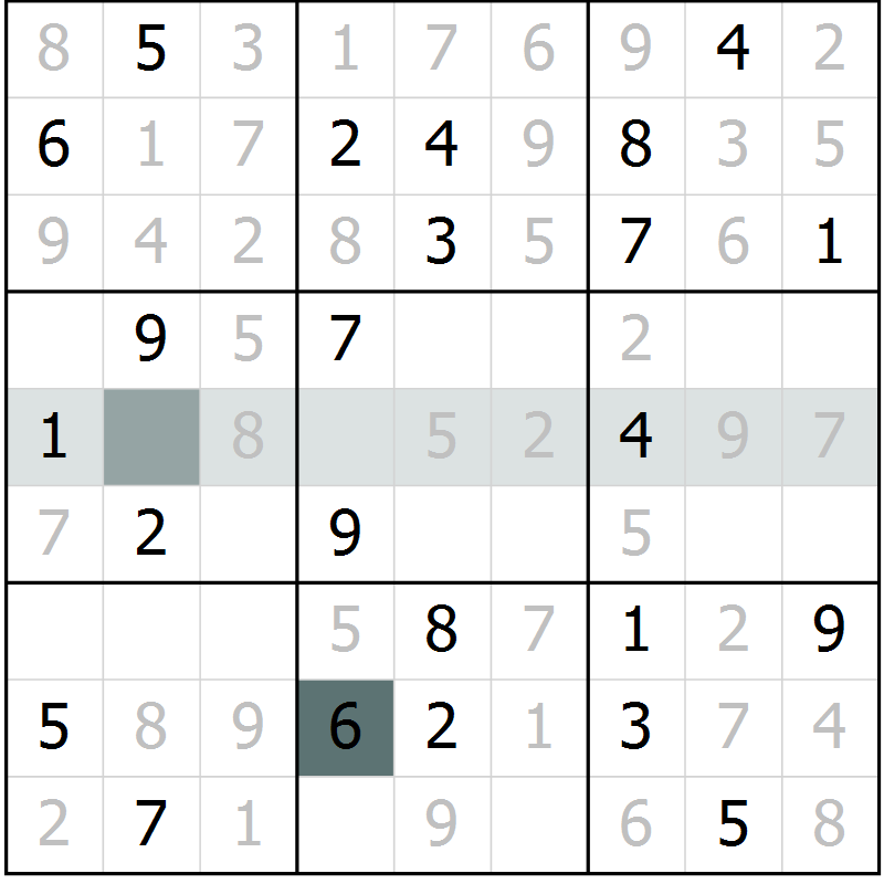Position des candidats pour la solution de la Gr 8 page 10 du magazine de sudoku Success n° 007