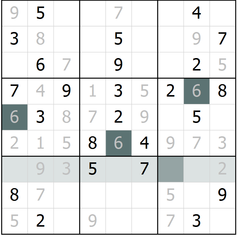 Position des candidats pour la solution de la Gr 9 page 11 du magazine de sudoku Success n° 007