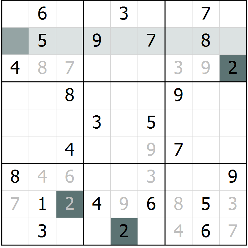 Position des candidats pour la solution de la Gr 1 page 3 du magazine de sudoku Success n° 020