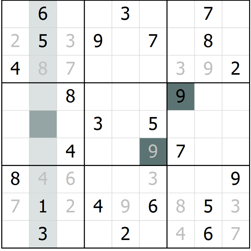 Position des candidats pour la solution de la Gr 1 page 3 du magazine de sudoku Success n° 020