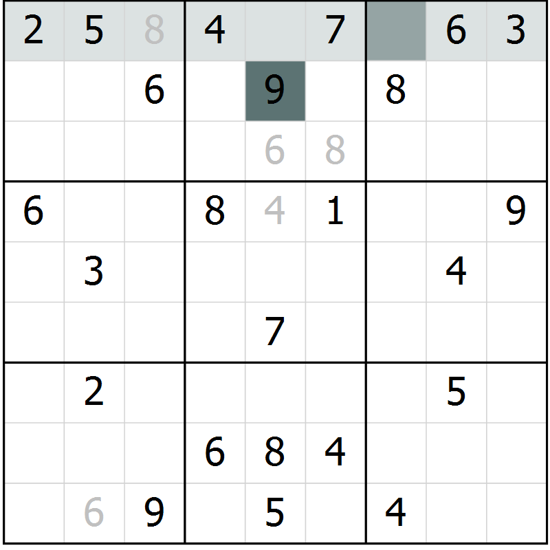Position des candidats pour la solution de la Gr 10 page 12 du magazine de sudoku Success n° 020
