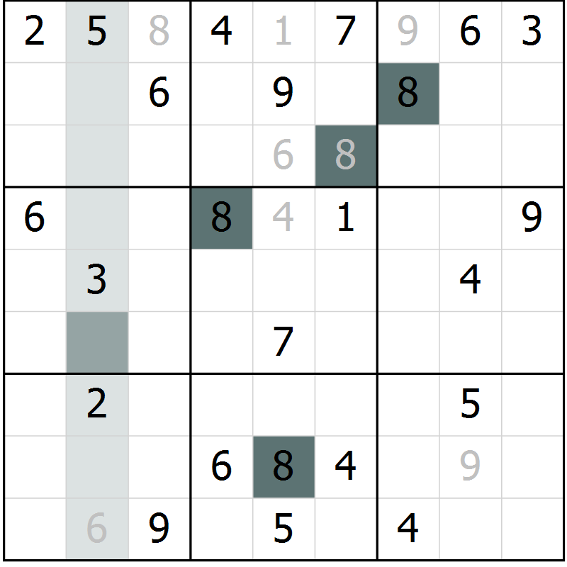 Position des candidats pour la solution de la Gr 10 page 12 du magazine de sudoku Success n° 020