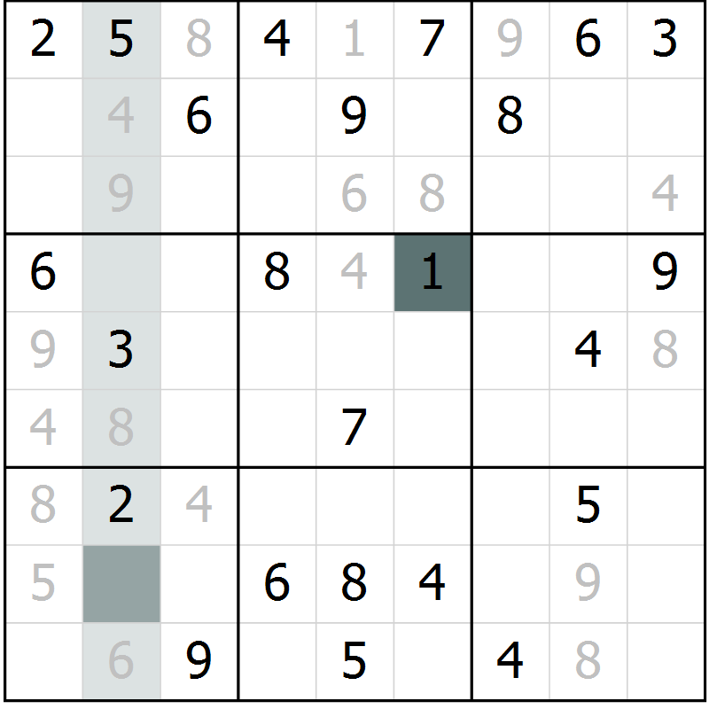 Position des candidats pour la solution de la Gr 10 page 12 du magazine de sudoku Success n° 020