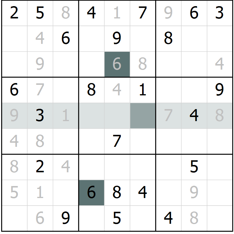Position des candidats pour la solution de la Gr 10 page 12 du magazine de sudoku Success n° 020