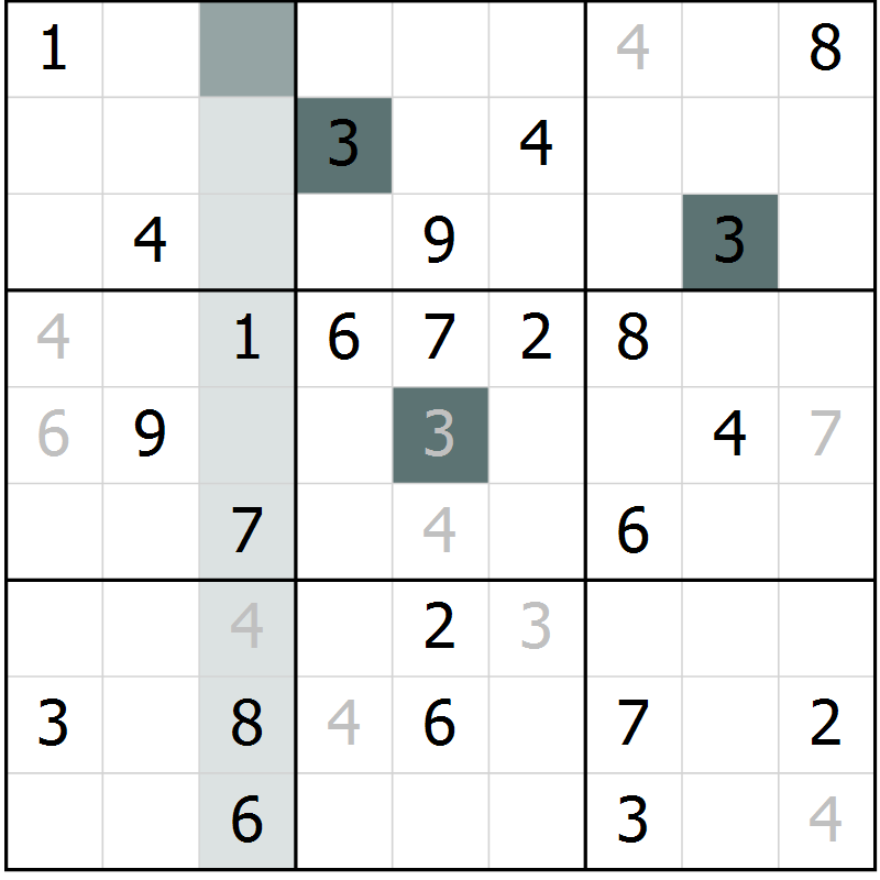 Position des candidats pour la solution de la Gr 11 page 13 du magazine de sudoku Success n° 020