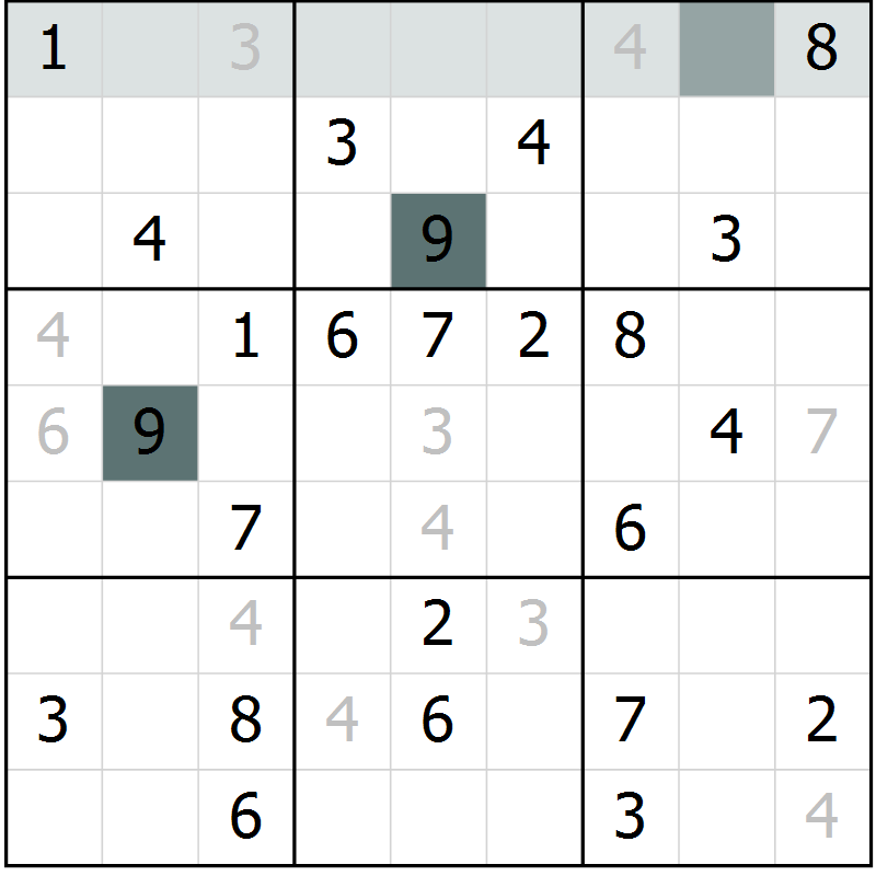 Position des candidats pour la solution de la Gr 11 page 13 du magazine de sudoku Success n° 020