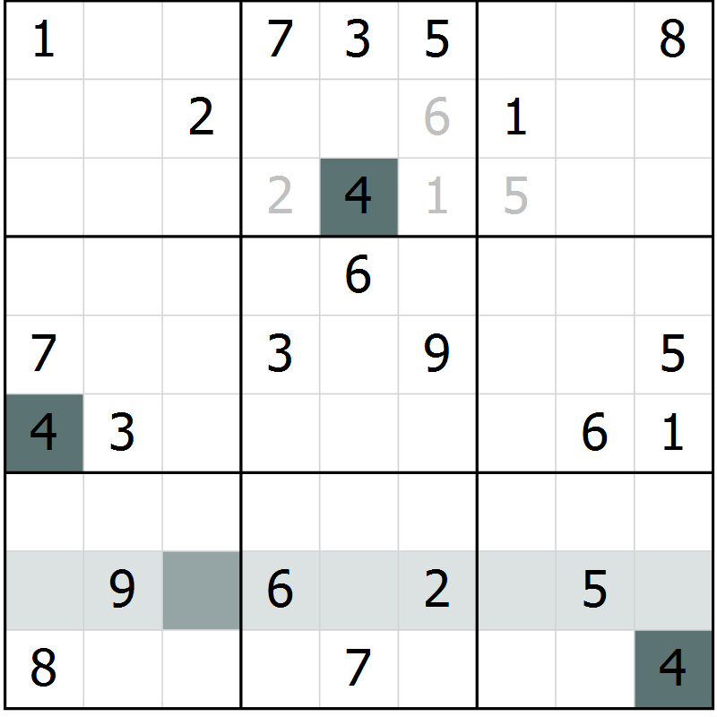 Position des candidats pour la solution de la Gr 13 page 15 du magazine de sudoku Success n° 020