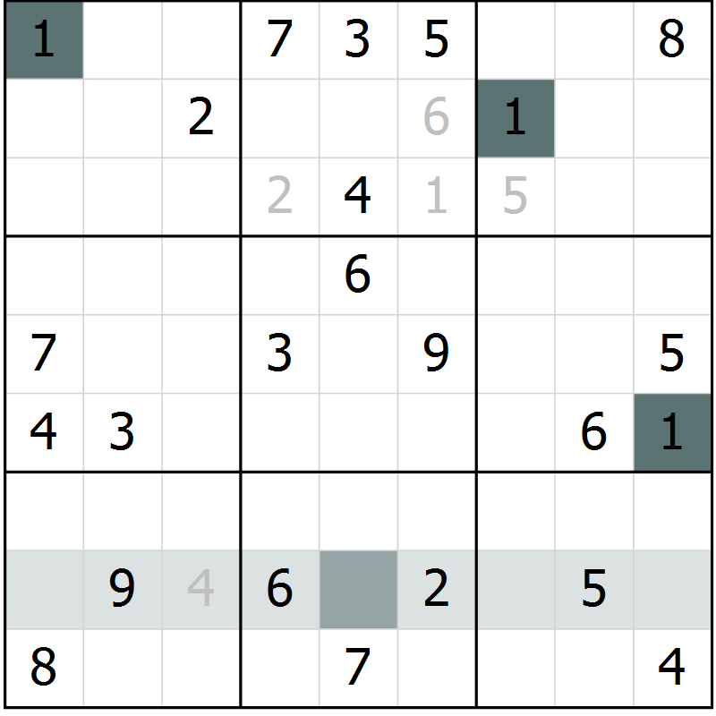 Position des candidats pour la solution de la Gr 13 page 15 du magazine de sudoku Success n° 020