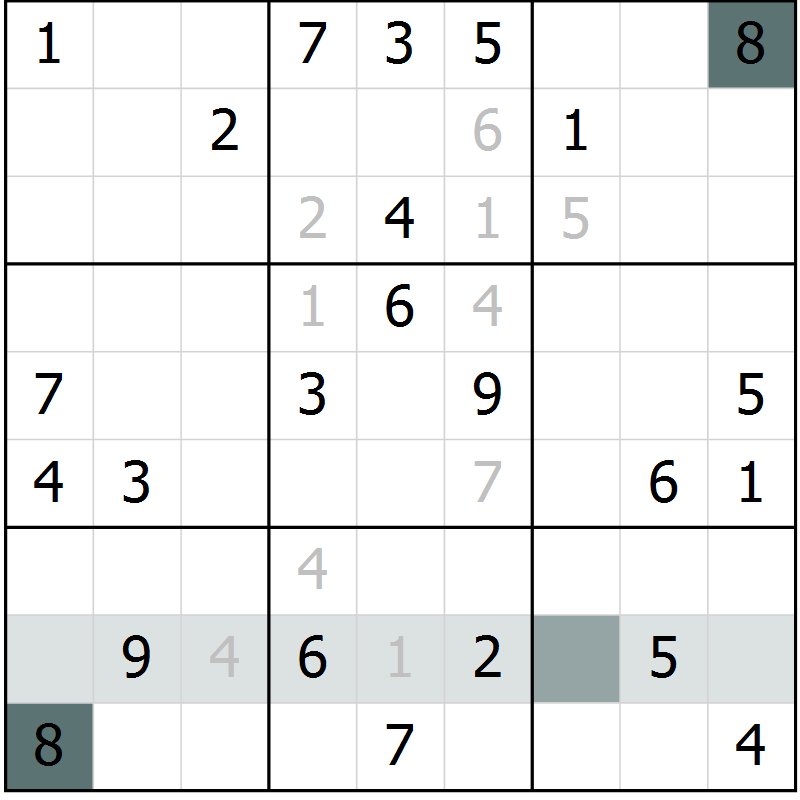 Position des candidats pour la solution de la Gr 13 page 15 du magazine de sudoku Success n° 020