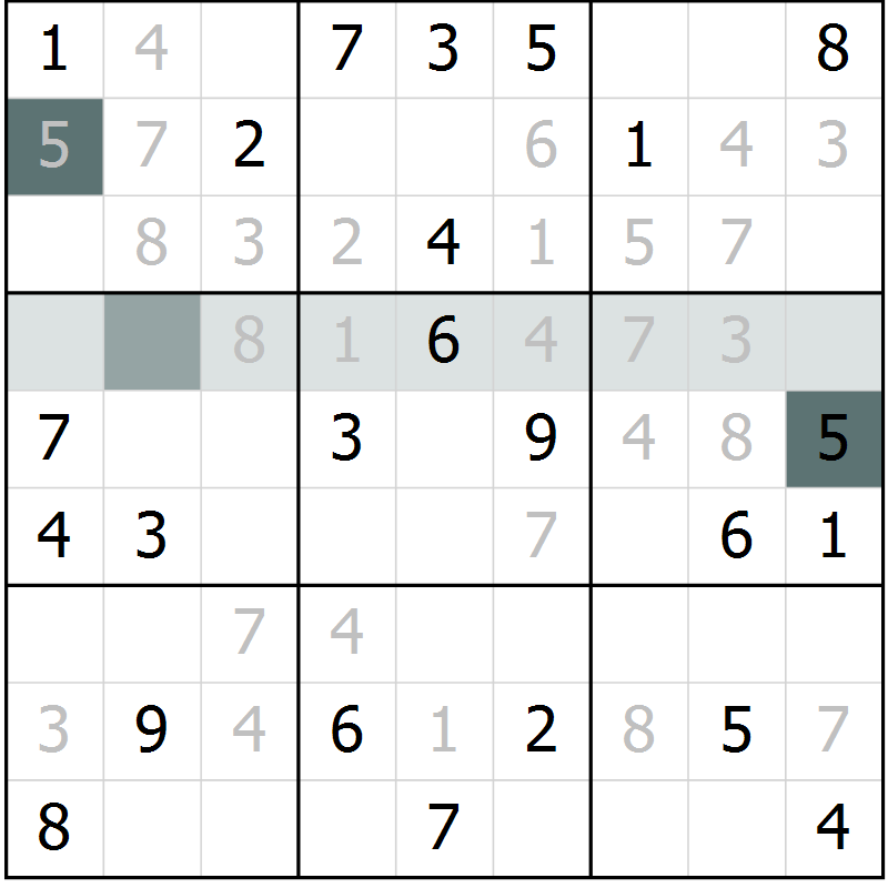 Position des candidats pour la solution de la Gr 13 page 15 du magazine de sudoku Success n° 020