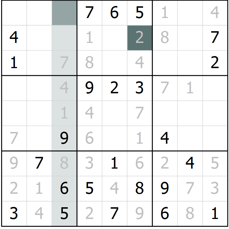 Position des candidats pour la solution de la Gr 14 page 16 du magazine de sudoku Success n° 020