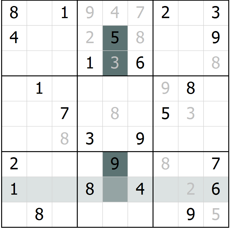 Position des candidats pour la solution de la Gr 15 page 17 du magazine de sudoku Success n° 020