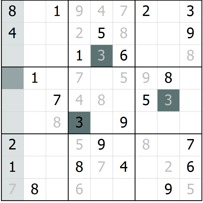 Position des candidats pour la solution de la Gr 15 page 17 du magazine de sudoku Success n° 020