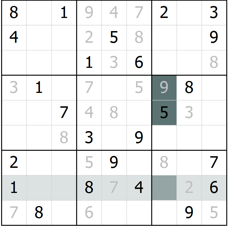 Position des candidats pour la solution de la Gr 15 page 17 du magazine de sudoku Success n° 020