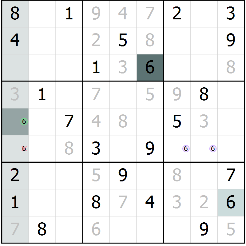 Position des candidats pour la solution de la Gr 15 page 17 du magazine de sudoku Success n° 020