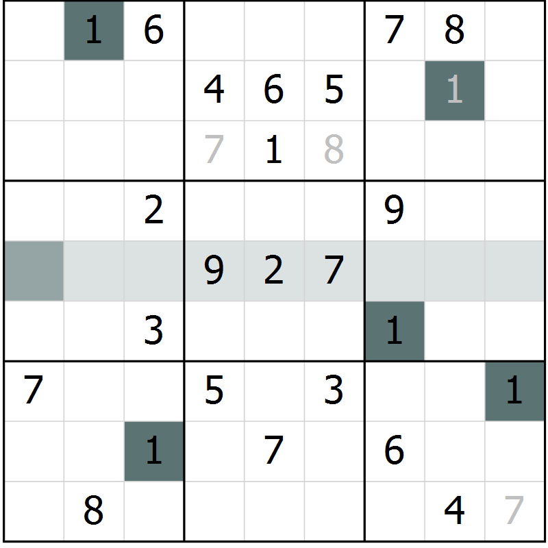Position des candidats pour la solution de la Gr 16 page 18 du magazine de sudoku Success n° 020
