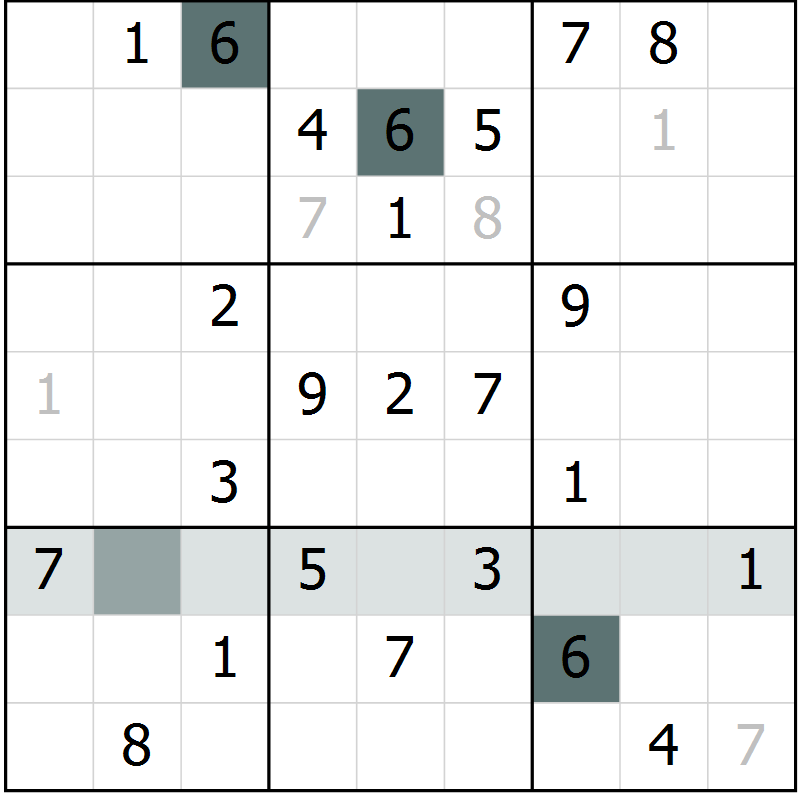 Position des candidats pour la solution de la Gr 16 page 18 du magazine de sudoku Success n° 020