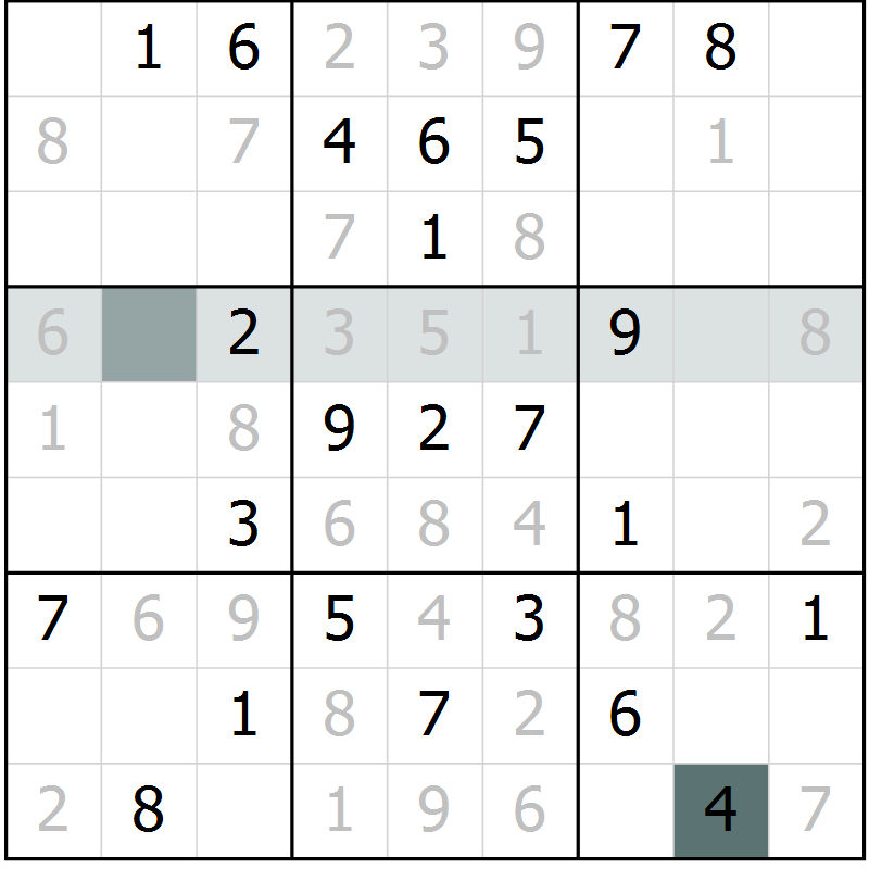 Position des candidats pour la solution de la Gr 16 page 18 du magazine de sudoku Success n° 020