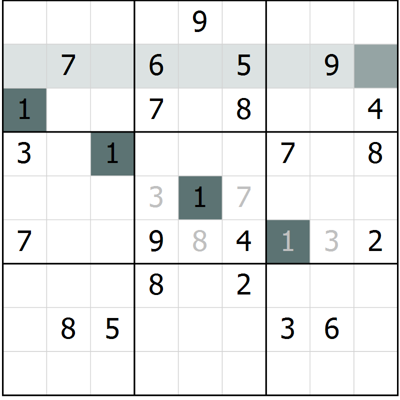 Position des candidats pour la solution de la Gr 19 page 21 du magazine de sudoku Success n° 020