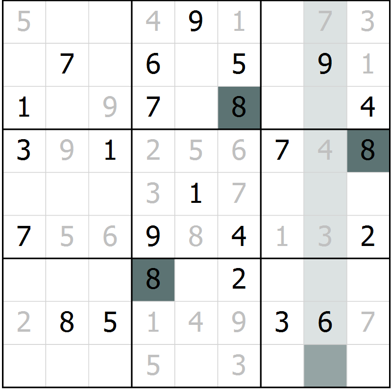 Position des candidats pour la solution de la Gr 19 page 21 du magazine de sudoku Success n° 020