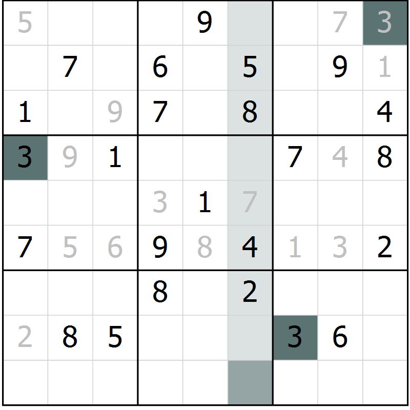 Position des candidats pour la solution de la Gr 19 page 21 du magazine de sudoku Success n° 020