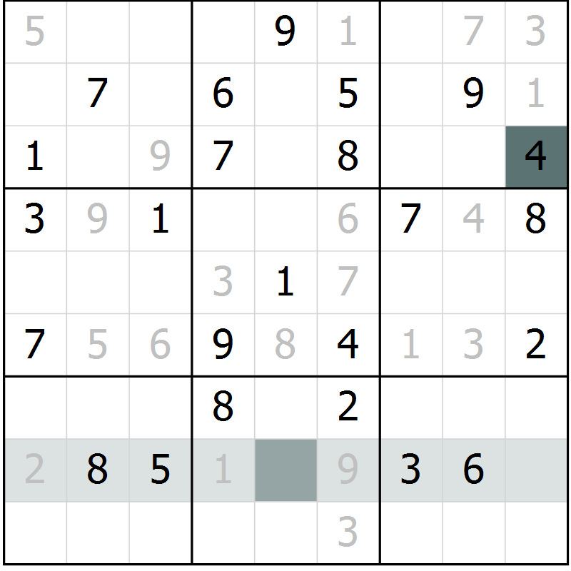 Position des candidats pour la solution de la Gr 19 page 21 du magazine de sudoku Success n° 020