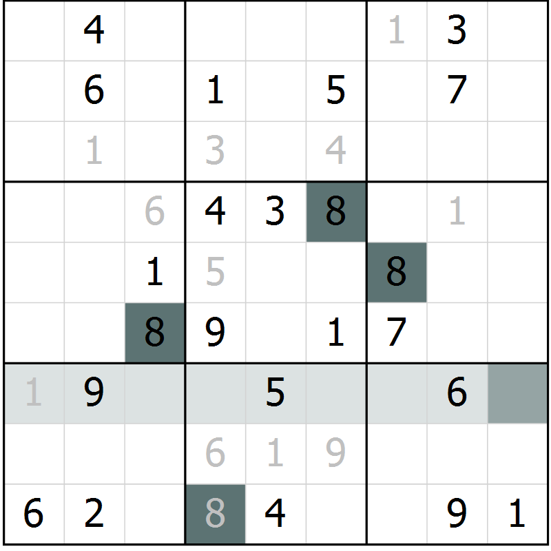 Position des candidats pour la solution de la Gr 20 page 22 du magazine de sudoku Success n° 020