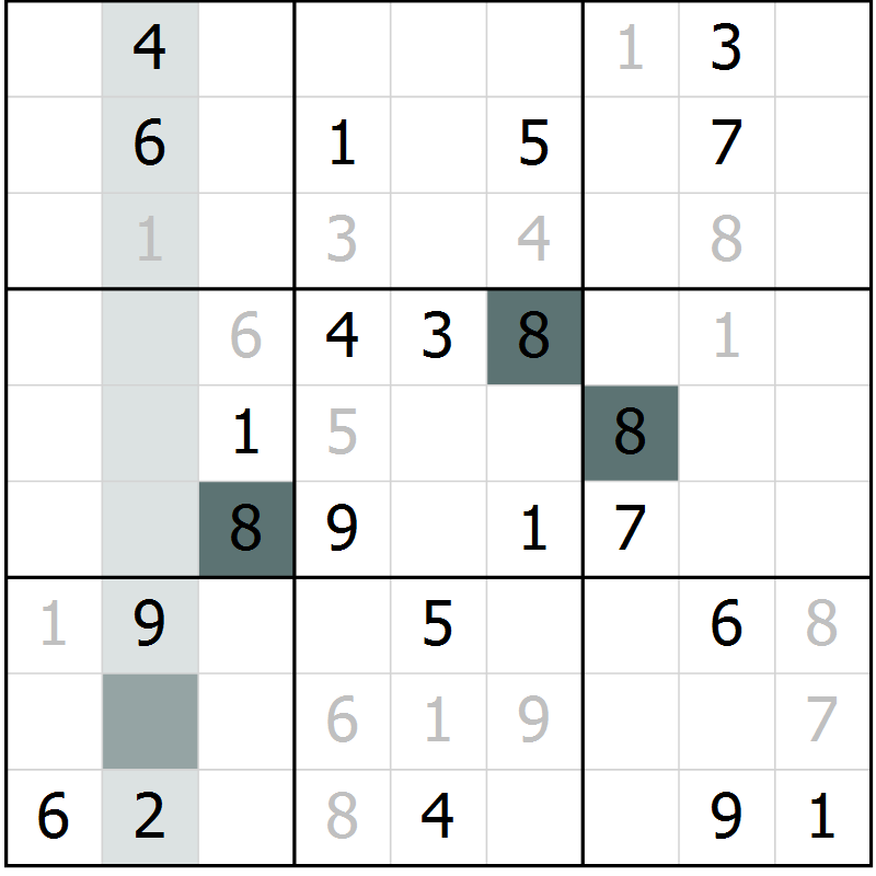 Position des candidats pour la solution de la Gr 20 page 22 du magazine de sudoku Success n° 020
