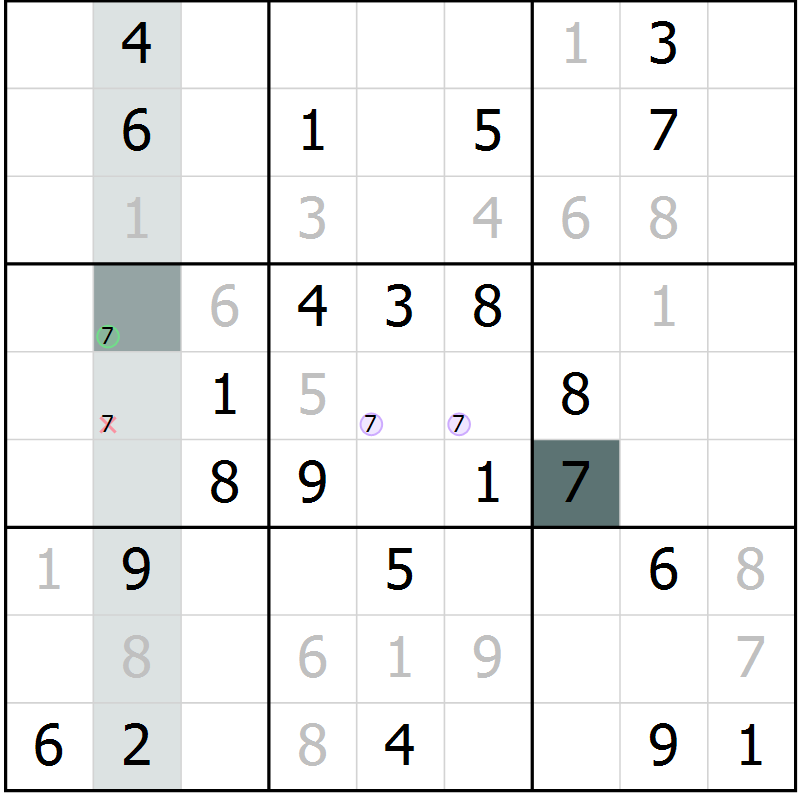 Position des candidats pour la solution de la Gr 20 page 22 du magazine de sudoku Success n° 020