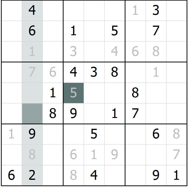 Position des candidats pour la solution de la Gr 20 page 22 du magazine de sudoku Success n° 020