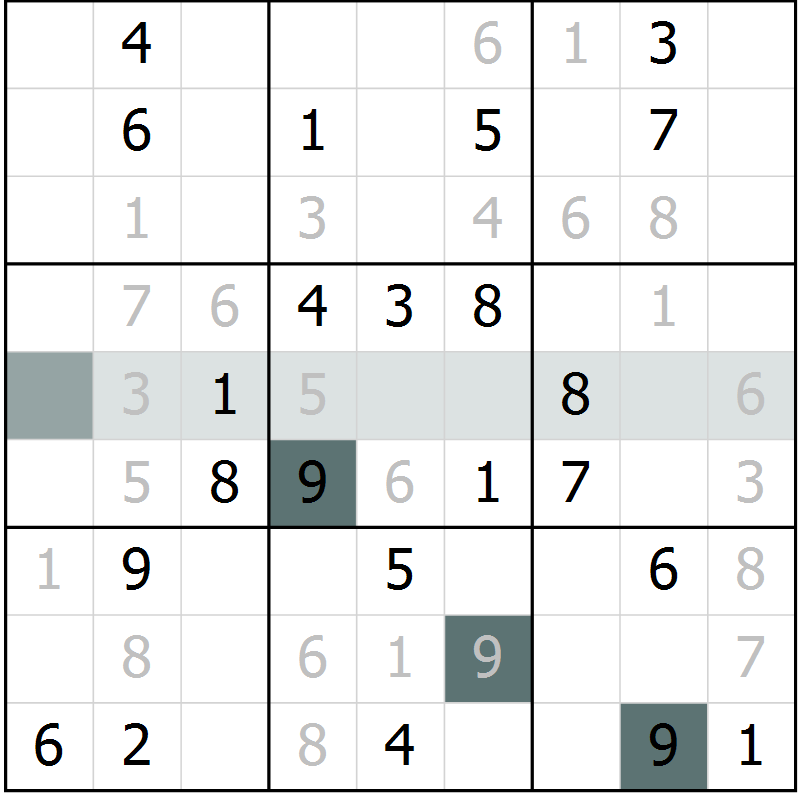 Position des candidats pour la solution de la Gr 20 page 22 du magazine de sudoku Success n° 020