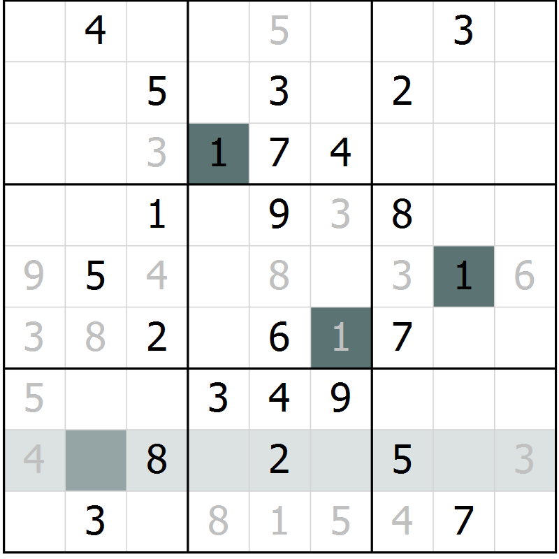 Position des candidats pour la solution de la Gr 22 page 24 du magazine de sudoku Success n° 020