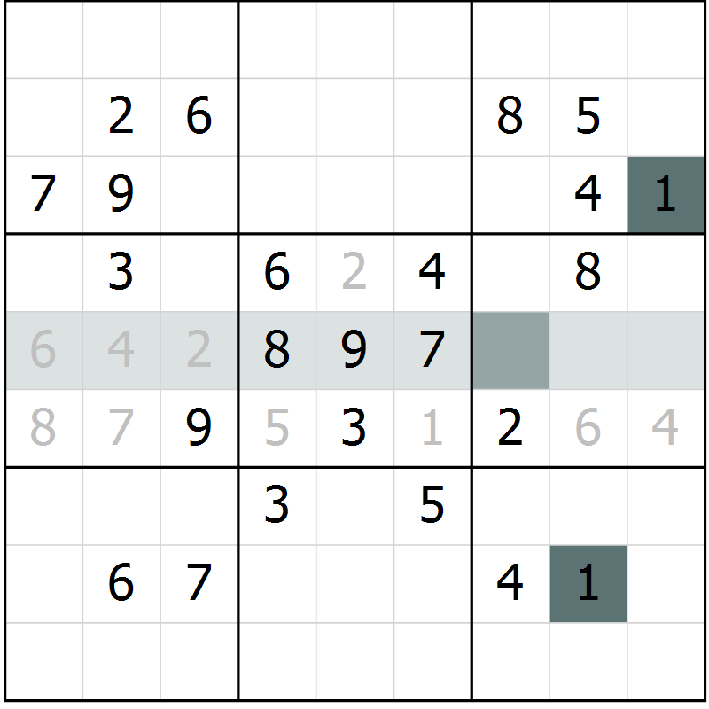 Position des candidats pour la solution de la Gr 24 page 26 du magazine de sudoku Success n° 020