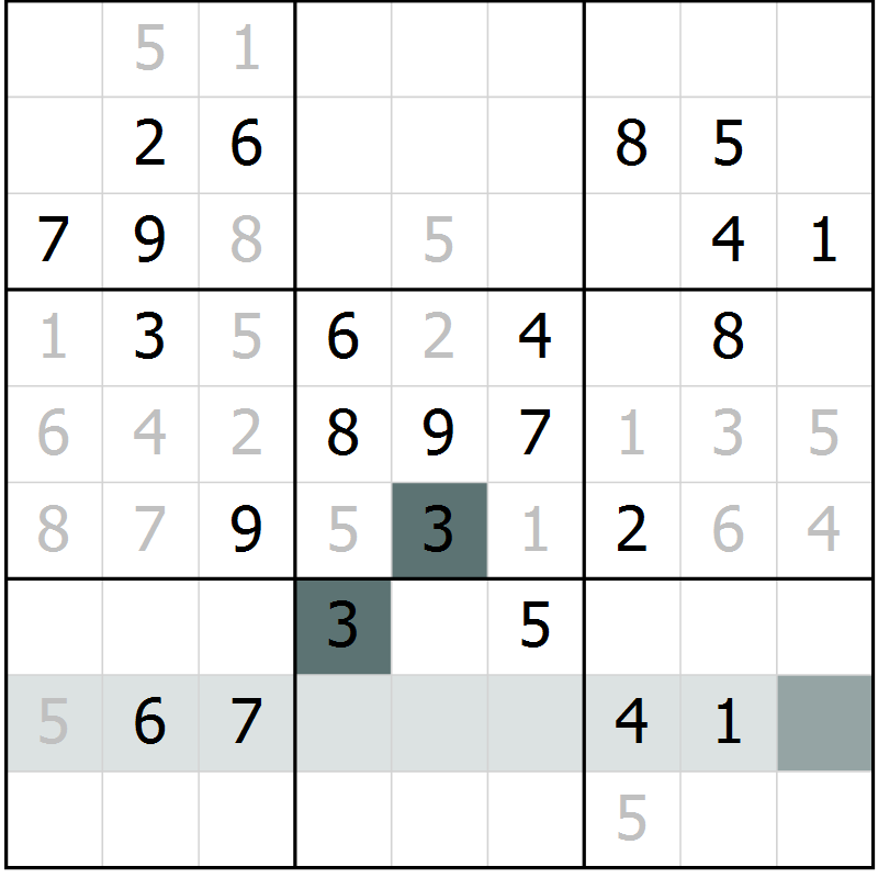 Position des candidats pour la solution de la Gr 24 page 26 du magazine de sudoku Success n° 020