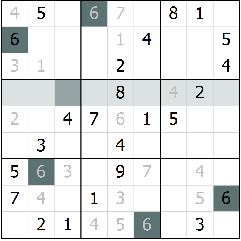 Position des candidats pour la solution de la Gr 25 page 27 du magazine de sudoku Success n° 020