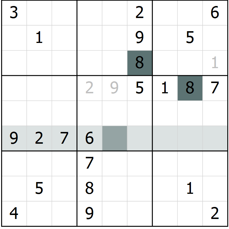 Position des candidats pour la solution de la Gr 26 page 28 du magazine de sudoku Success n° 020